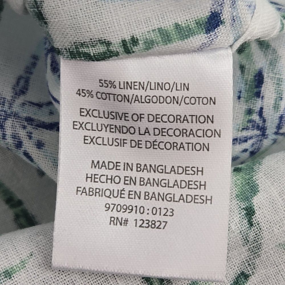 Tenth + Ocean F112X4041 Mens Medium White Palm Tree S/S Washable Linen Shirt - Picture 6 of 6